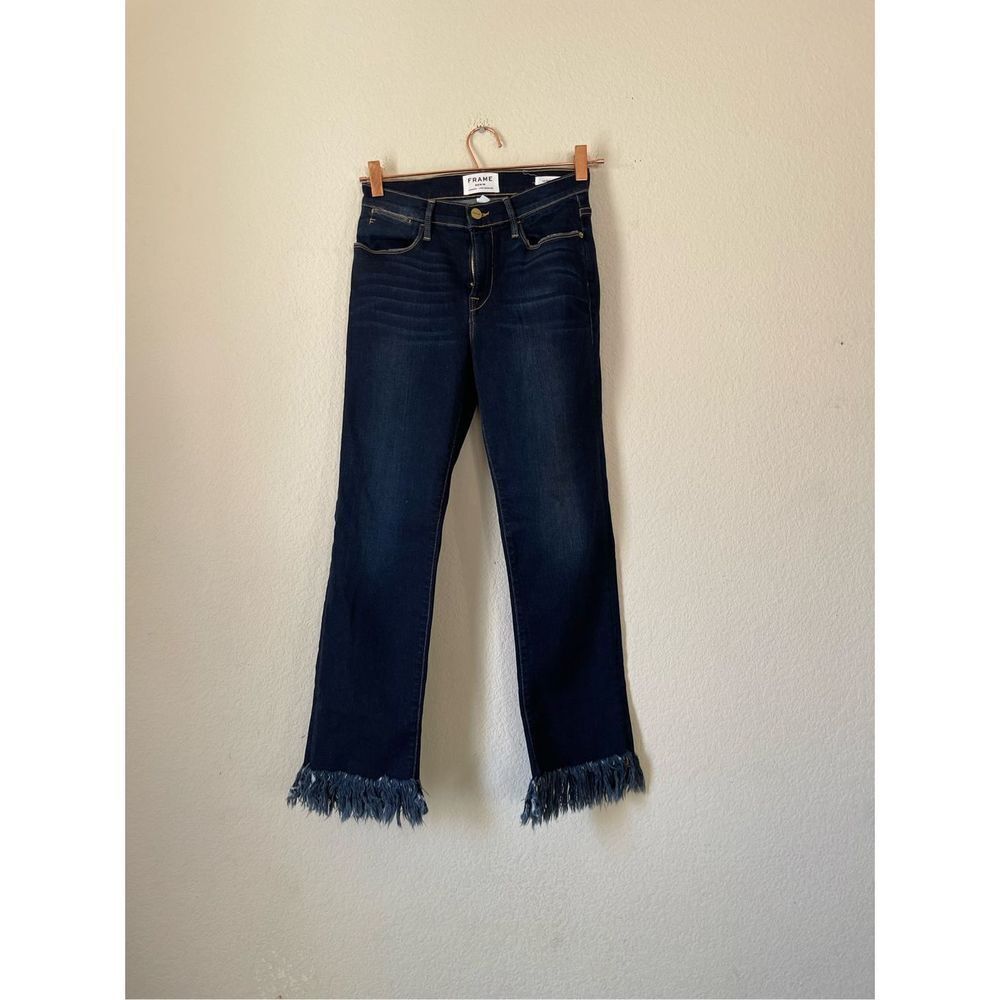 Frame denim fringe le high straight leg jeans size 25